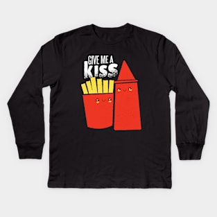 Fries ketchup kiss Kids Long Sleeve T-Shirt